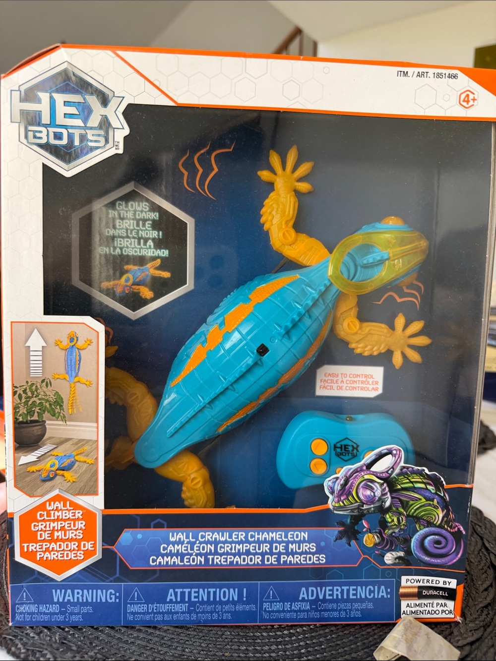 Wall Climber Chameleon Toy - Blue & Yellow